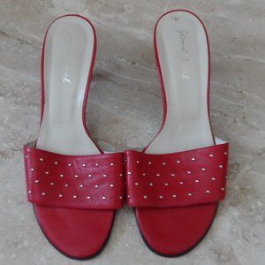 Red Studded Heeled Shoes
